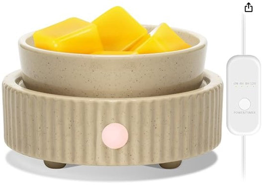 Candle Wax Melt Warmer Auto Shutoff - Beige